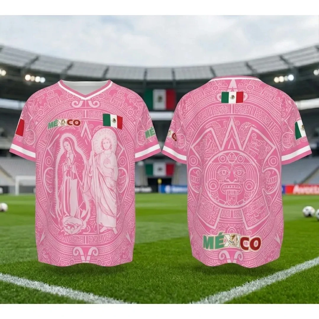 2026 Mexico Flag Print Men's Women's Football fans Short Sleeve T-shirt Print Breathable Quick-Dry Soccer Fan Shirt Parent-child