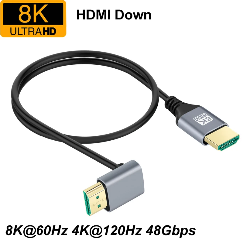 كابل تمديد HDMI لـ HDTV PS4 ، 0.5 متر من النايلون ، HD ، 8K @ 60Hz ، 4K @ 120Hz ، 48Gbps ، Ultra HDR V2.1 ، 1080P ، ذكر Up ، اليسار ، اليمين ، أسفل