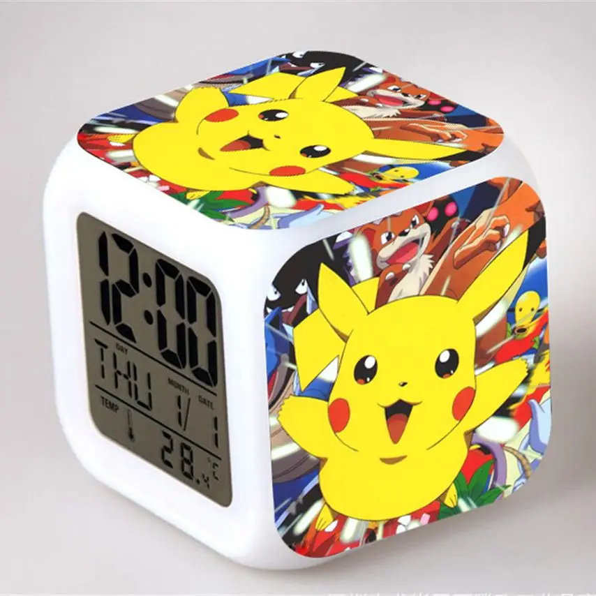 Anime Pokemon sveglie Pikachu Bulbasaur Charmander Charizard Squirtle Psyduck Gengar Eevee Mewtwo Clock Figure Toys Doll