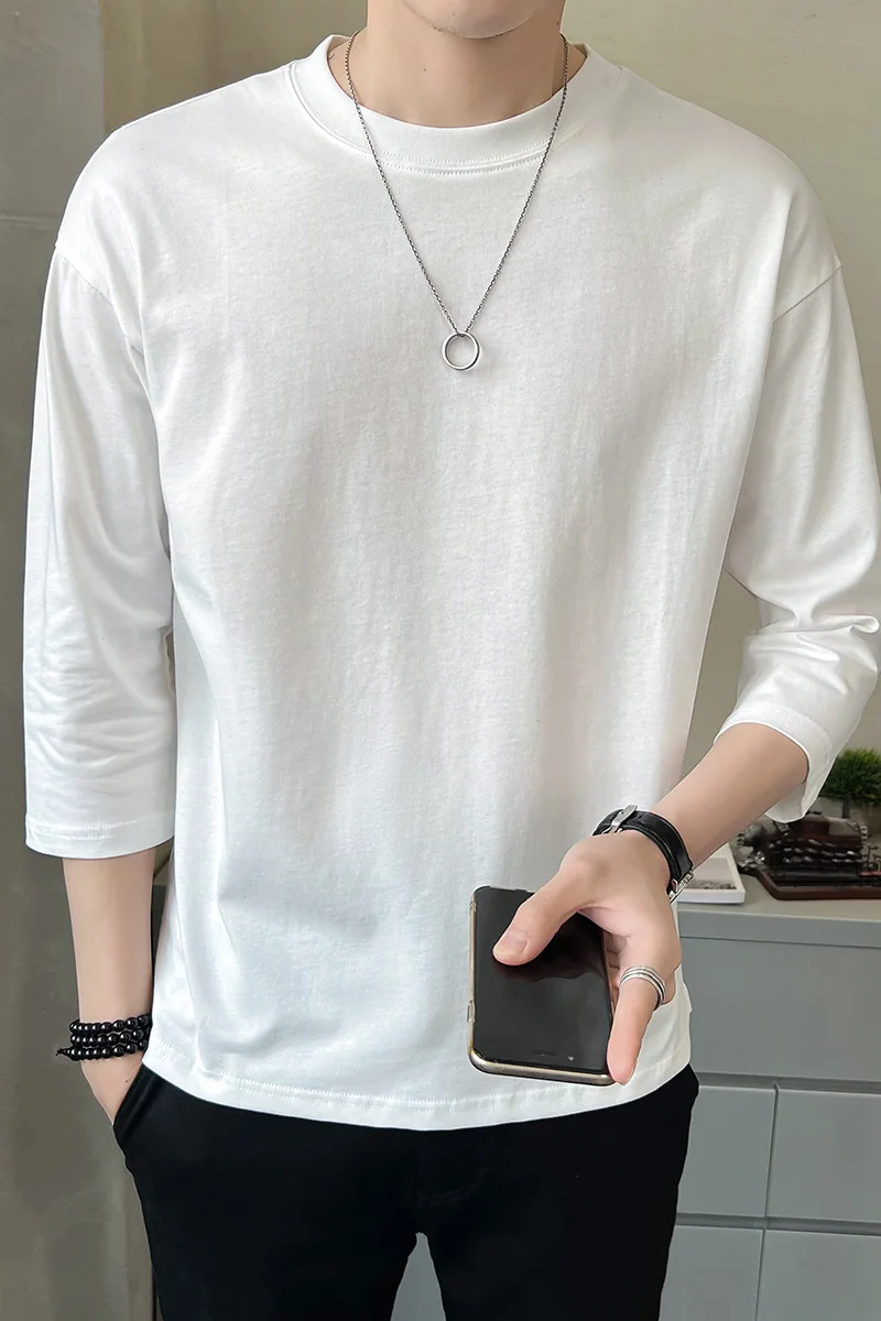 2026 Summer New Style Men's Fashion Casual Short-Sleeved T-Shirt Air Conditioner Shirt Three-quarter Sleeve Long Sleeve