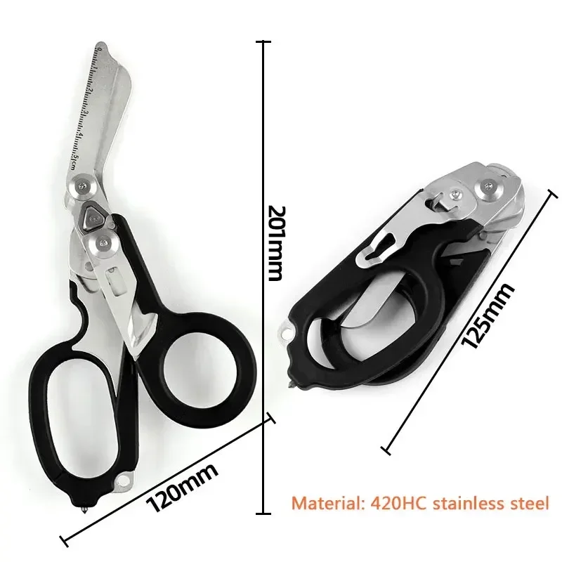 

6 In1 Foldable Medical Emergency Response Scissor Shear First Aid Kit Scissors Outdoor Survival EDC Tool Or sheath Accessory ﻿