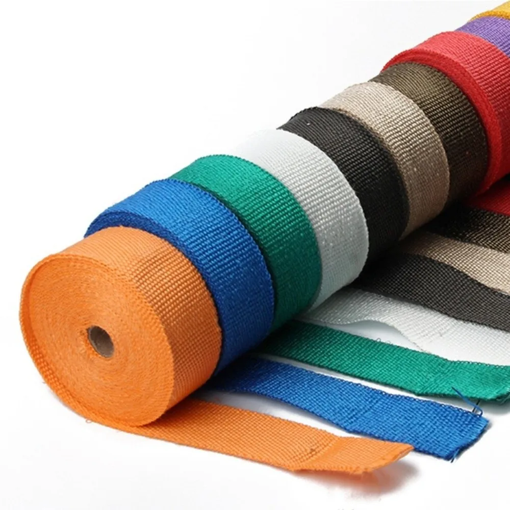 Fiberglass Exhaust Heat Wrap Thermal Insulation 5M Header Pipe Wrap Heat Resistant Self-Adhesive Bandage Thermal Wrap Roll