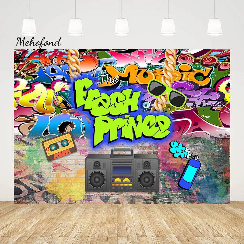 Mehofond Fresh Prince or Princess Backdrop Hip Pop Graffiti Wall Gender Reveal 80s 90s Party Background Graduation Photozone