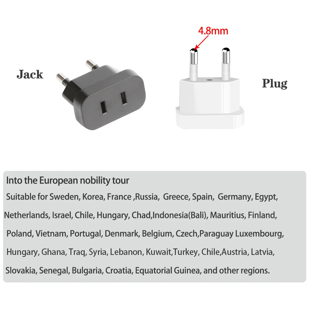 EU Plug Adapter Travel Converter Adapter American China US To EU Plug Euro Plug Electrical Adapter AC Electrical Socket Outlet