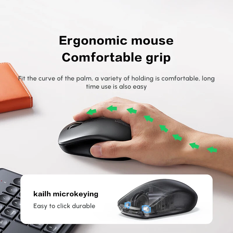 Windows용 UGREEN MK007 무선 키보드(마우스 포함), 2.4GHz 무선, 풀사이즈