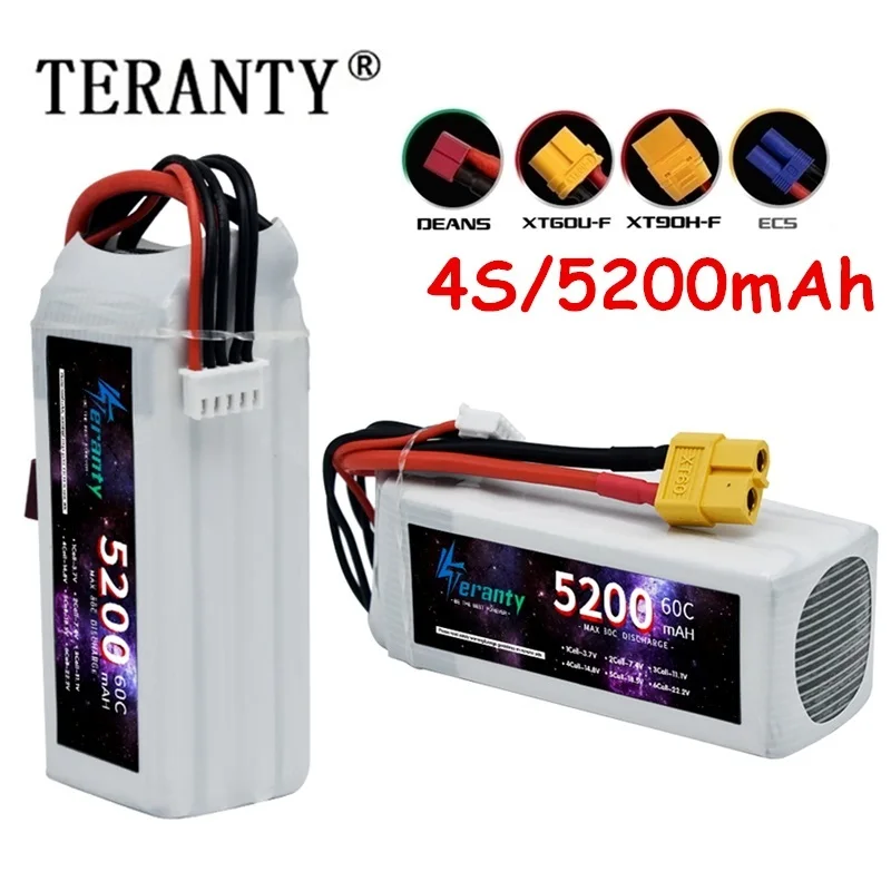 

4S Lipo Battery 60C 14.8V 5200mAh Lipo Battery with XT60/T/TRX/EC5 Connector for RC FPV Racing Drone Quadcopter Racing Hobby