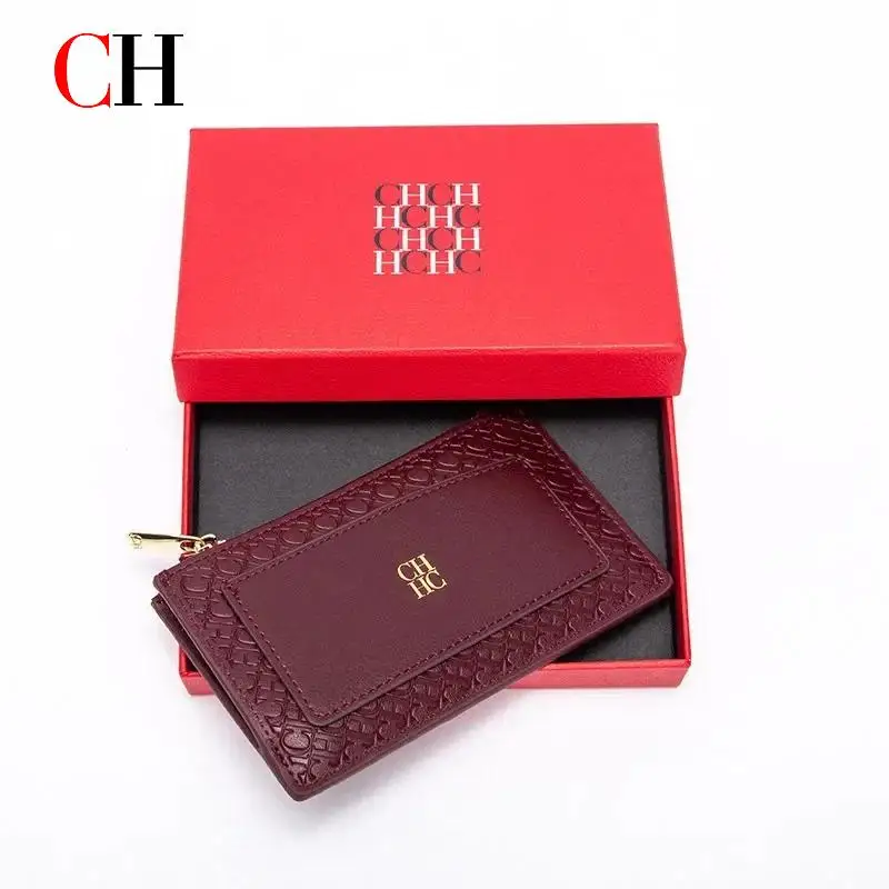 CH Fashion Women's Bag Button Folding Women's Wallet Retro Temperament Women's Leather Bag Card High Quality Metal Zipper
