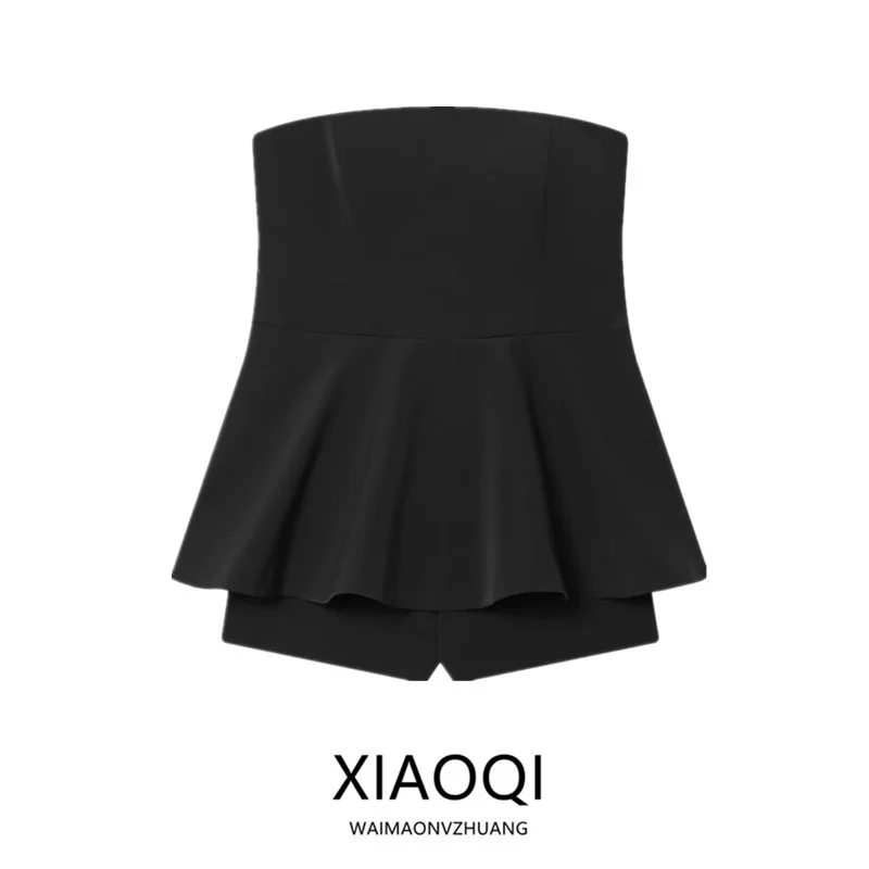 Primavera 2026 Falda con sentido de diseño para mujer Sle orts de una pieza con tirantes de cintura alta para ir al trabajo tubo recto longitud ort