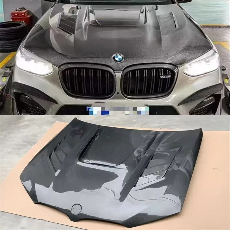 

For BMW X3 X4 X5 X3M X4M X5M 2018-2023 Real Dry Carbon Fiber Hood Engine Cover Hood Headliner Hood Cover Upgrade Auto Parts Kit