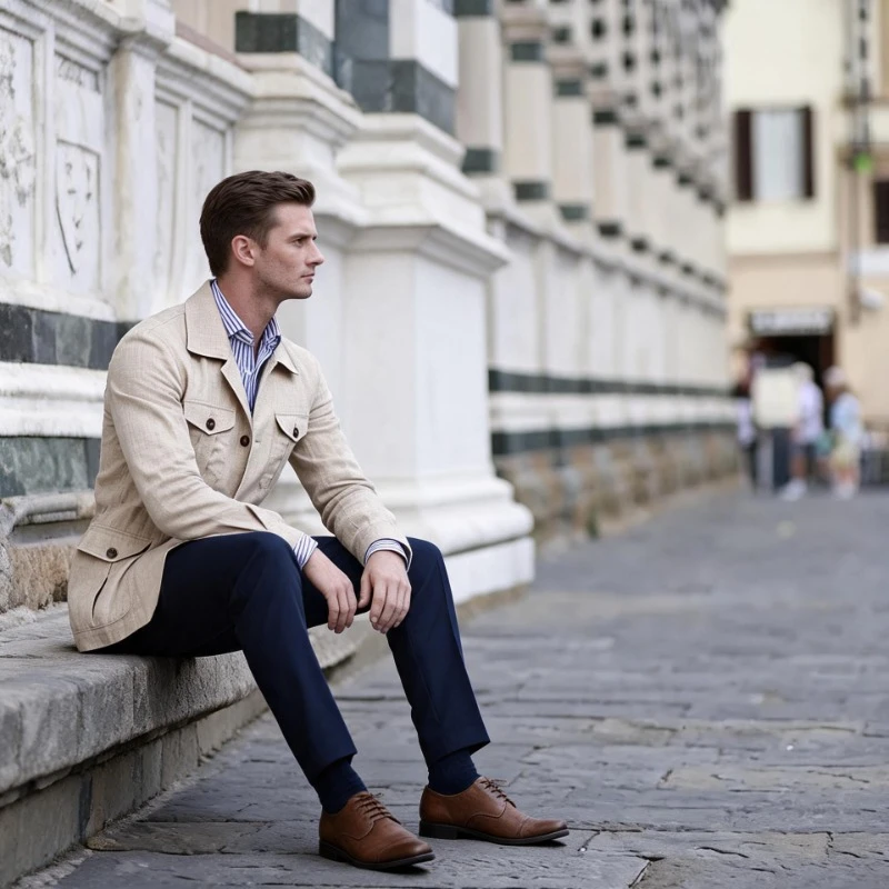 Cotton Linen Jacket Mens Coats Safari Jacket Linen British Retro Gentry Suit Pockets Outerwear Fashion Male Tops Ropa Hombre