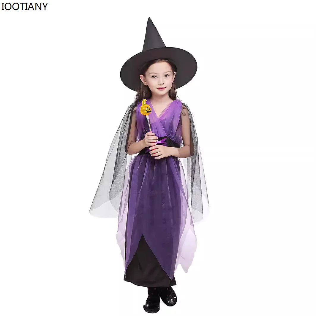 Halloween children's Witch Cosplay Dress Girl Wizard Role-play Stage che mostra vestiti festa di carnevale Stage Performance Dress Up