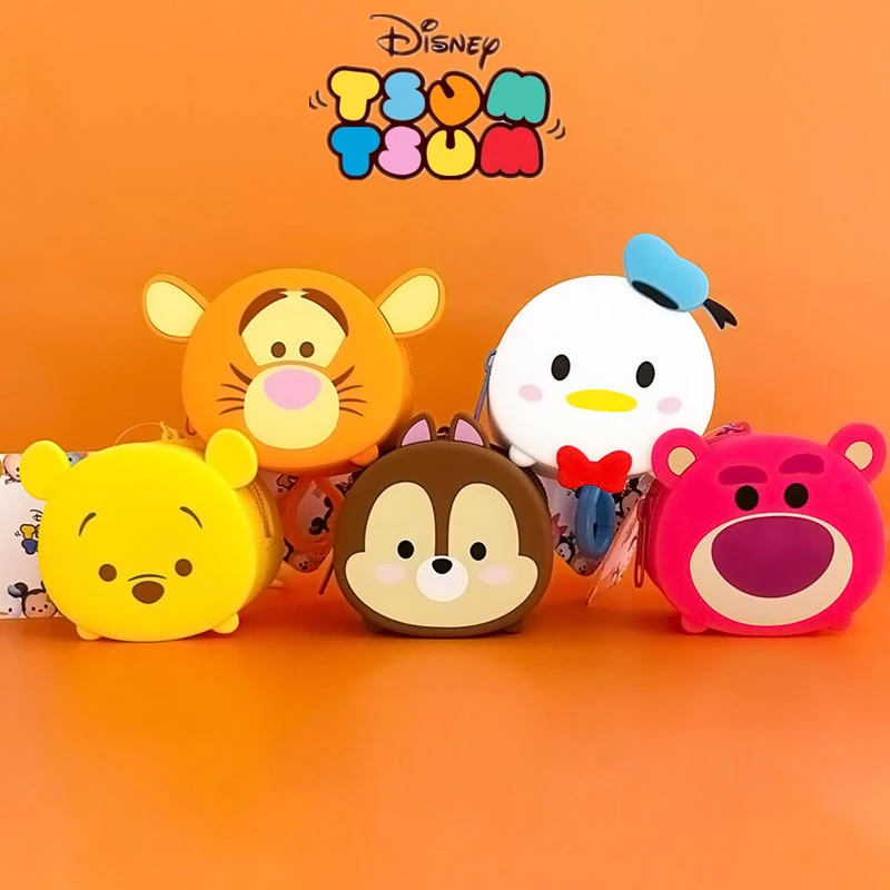 

Disney series loose pendant storage bag silicone bag keychain pendant headphone change bag beautiful gift Strawberry Bear