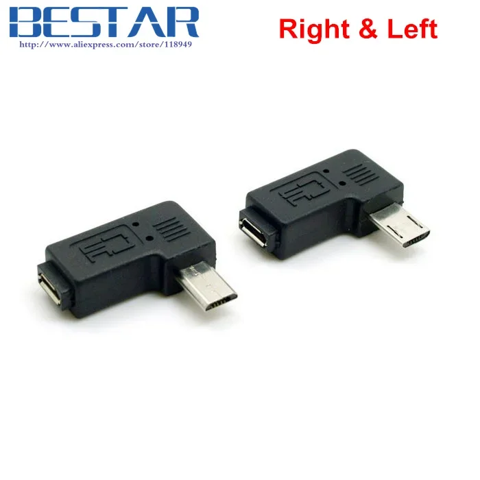 

9mm Long Plug Connector 90 Degree Right & Left Angled Micro USB 2.0 5Pin Male To Female M To F Extension Connector Adapter