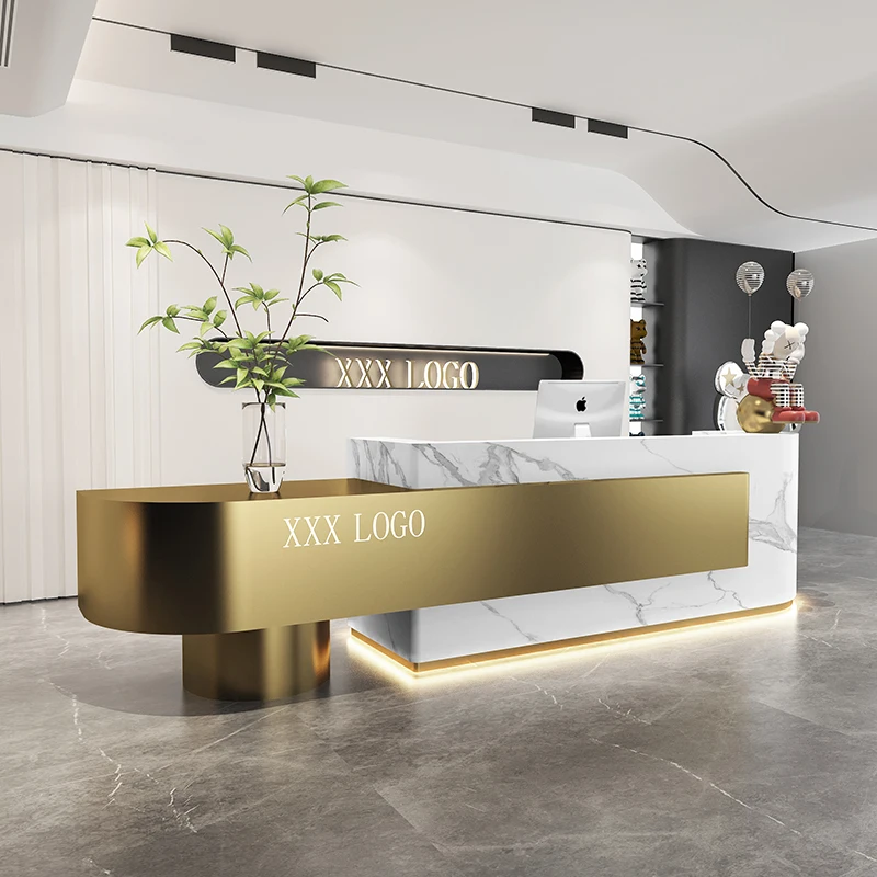 Beauty Luxury Reception Desks Modern Minimalist Aesthetic Organizers Reception Desks European Long Scrivania Office Furniture