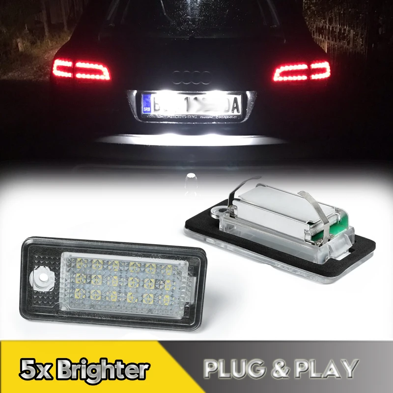 

2Pcs LED Number License Plate Light Lamps For Audi Q7 A3 A4 A5 A6 A8 S3 S4 S5 S6 S8 Car Accessories OEM#4H0943021