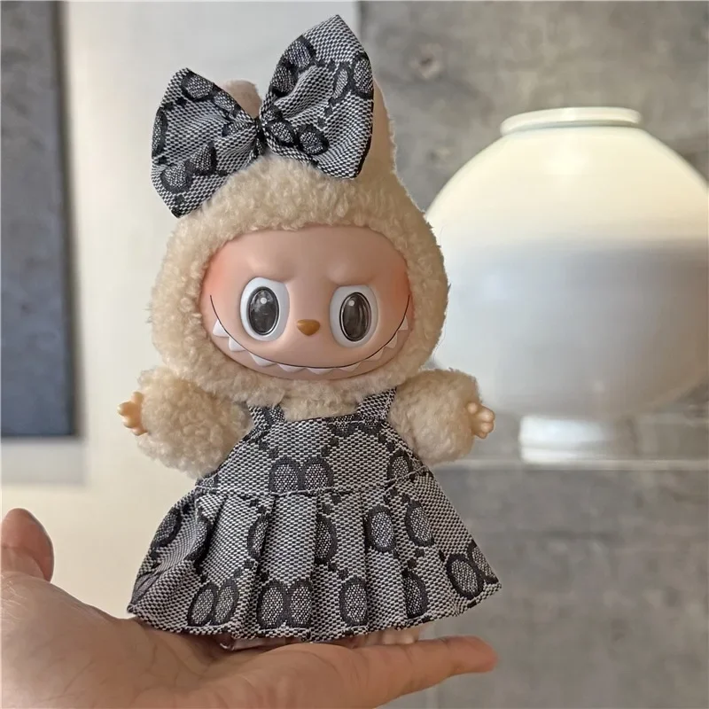 Voor 15 17 Cm Labubu Pop Kleding Prinses Jurk Strikje Tweedelige Set Outfit Kleding Zitten Party Game speelgoed Gift Accessoires