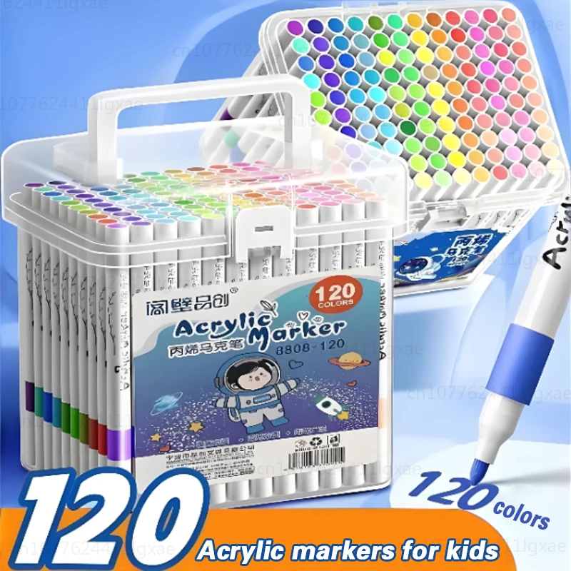 Juego de marcadores de pincel acrílico con estuche portátil, juego de marcadores de pintura acrílica artística de tinta líquida para arte y manualidades DIY