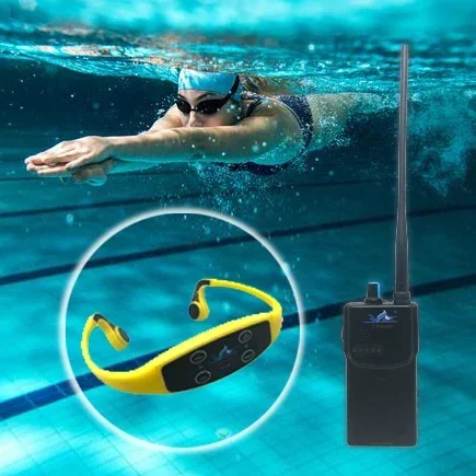 نظام تدريب السباحة SwimTalk 1 FM Transmitter 1 سماعة توصيل العظام سماعة رأس للسباحة