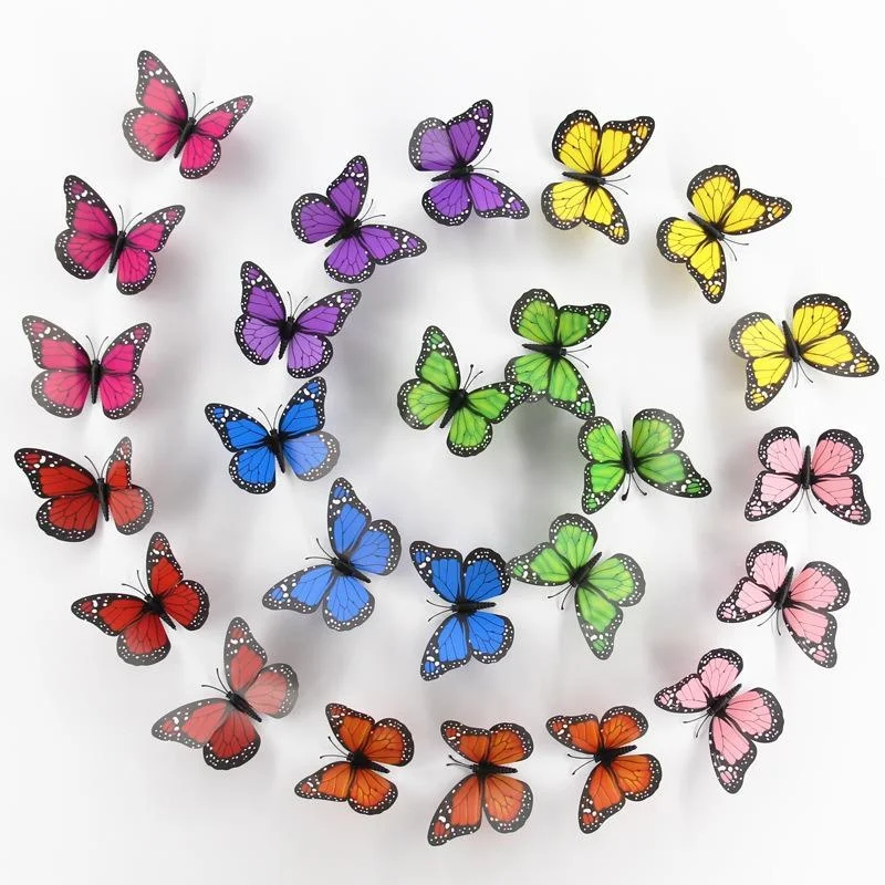 10pcs 3D Monarch Butterfly Sticker Fake Butterflies for Crafts Artificial Butterfly Wall Decor for Home Bedroom Wedding Party