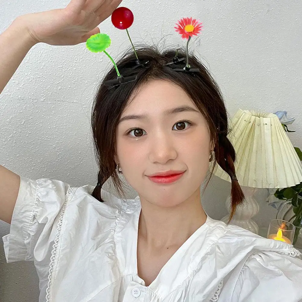 5pcs Mini Bean Sprout ผม Grips เด็กสาวหวานปลูกผมตลกโรงงานคลิปคลิป Headwear Hairpins หญ้า Claw ผมหญ้า T2q1