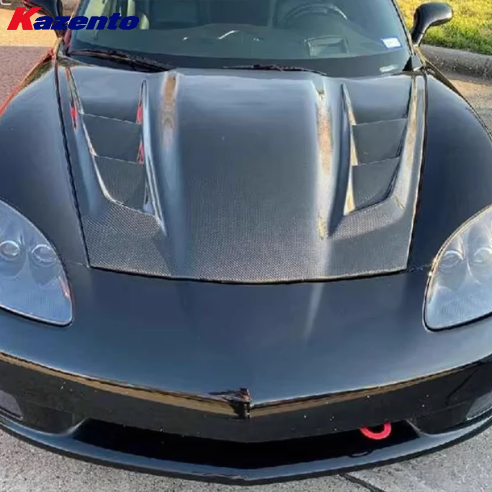 For Corvette C6 06-13 Carbon Fiber KZA Style Front Vented Cooling Hood Bonnet( Ocean freight is favorable, welcome to inqury)