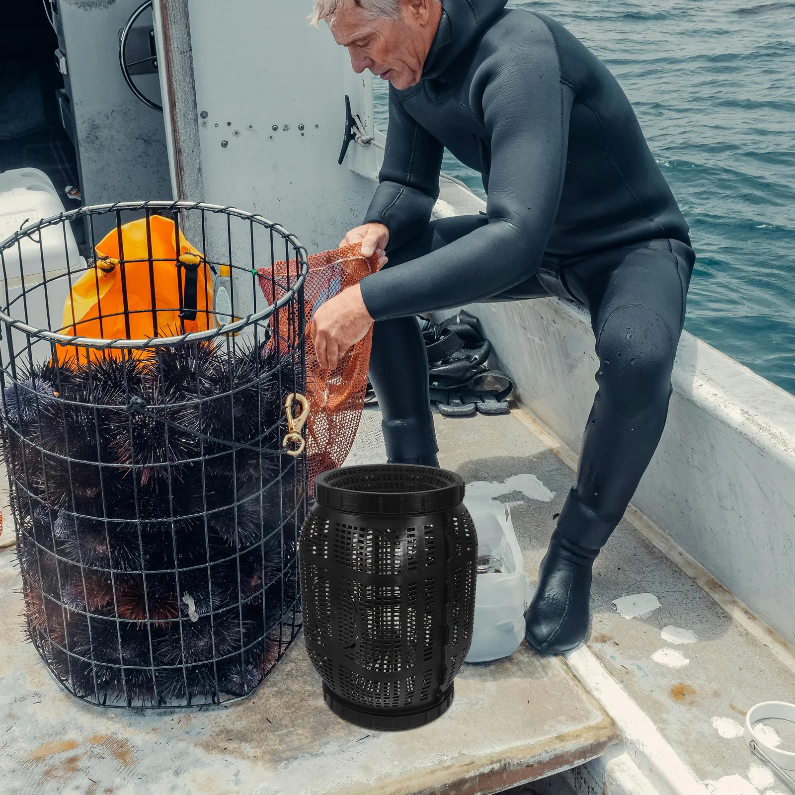 大型魚かご-沈下防止ネット-ラウンドデザイン-広々とした設置が簡単-池-湖-川-釣り用品