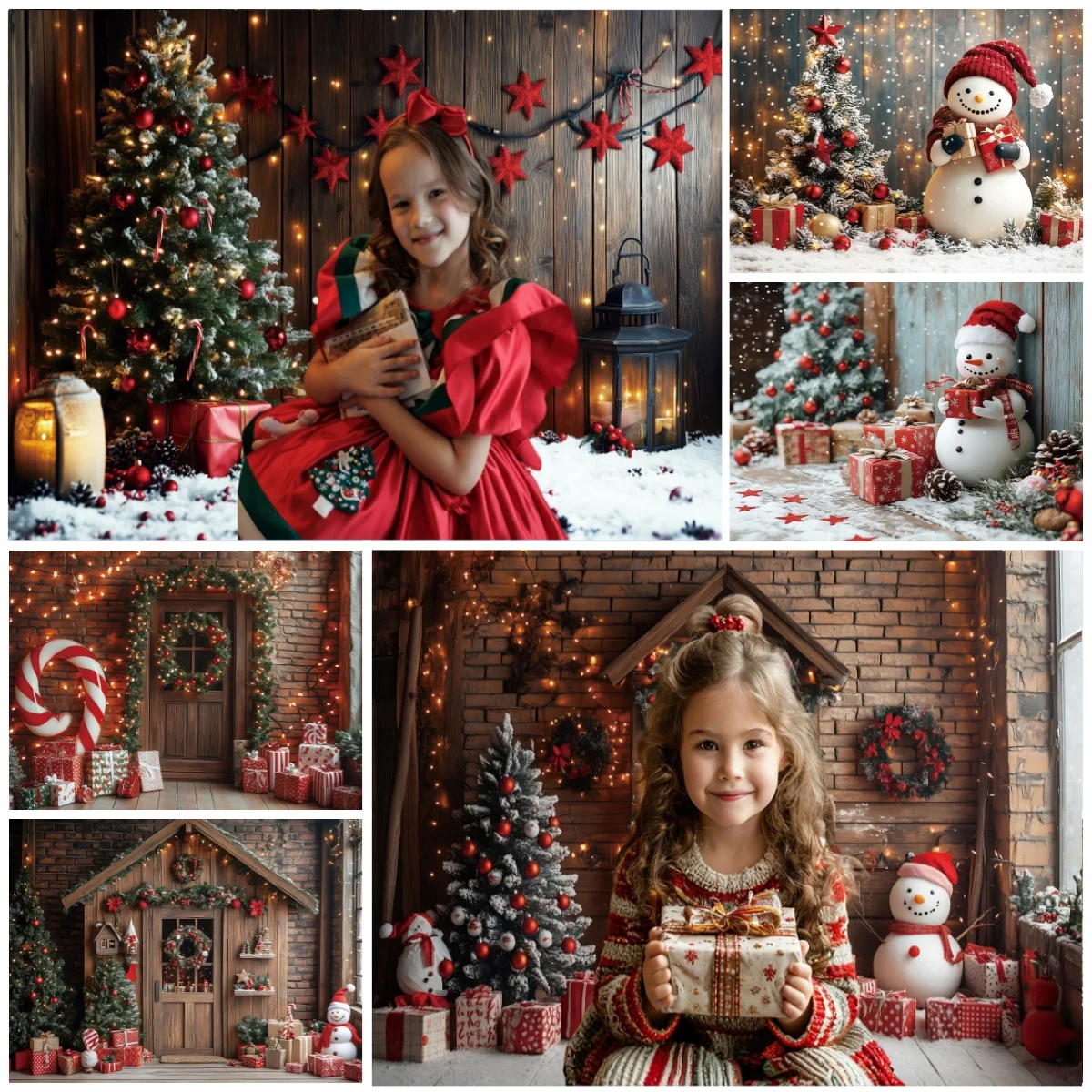 

Christmas Snowman Photography Backdrop Board Warmth House Newborn Baby Family Christmas Party Decor Backgrounds For Photographs