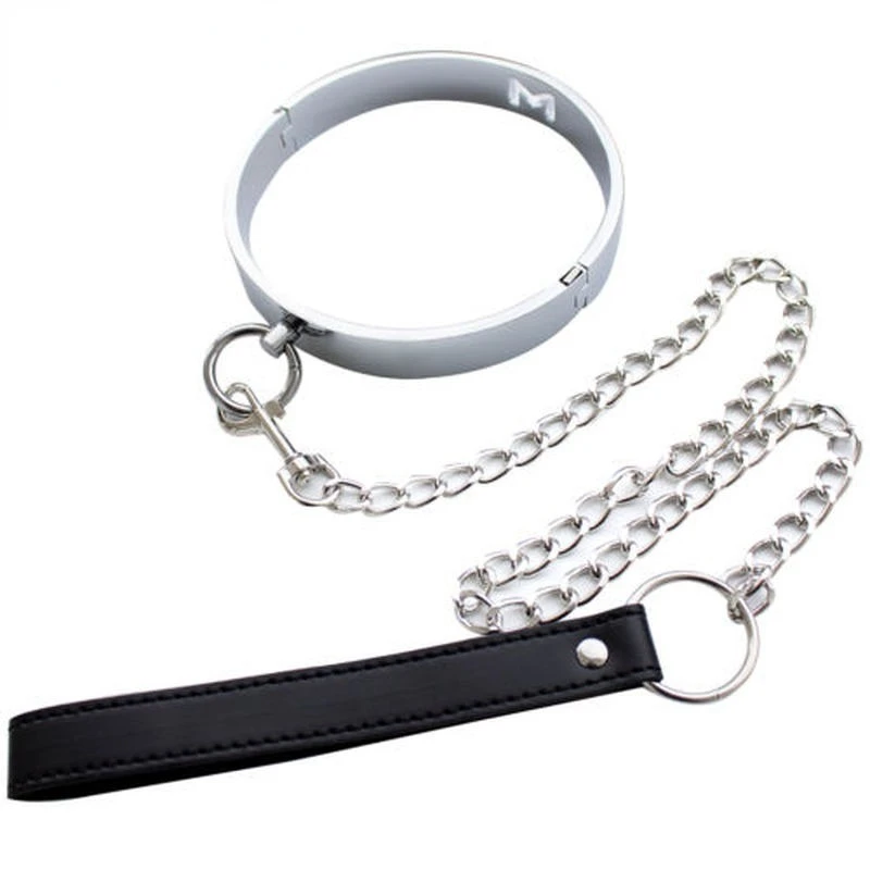 HotX Metal Steel Bondage Cuffs Collar Handcuff Ankle Wrist Cuff Shackl Slave Sex Restraint Necklace Sex Toy for Couple