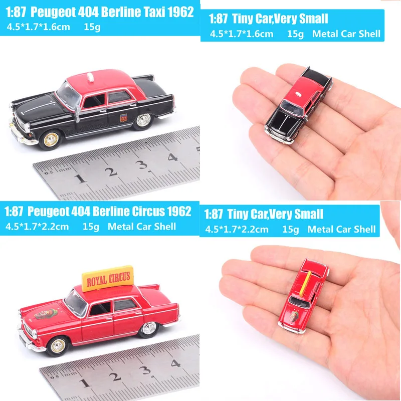 1:87 Scale Universal Hobbies Car Model Peugeot 404 Berline Taxi Circus Diecasts & Toy Vehicles Acrylic Box Replicas Souvenir