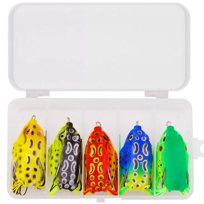 WEIHE 5pcs/15pcs frog fishing bait combo soft fishing lure kit tackle box kits pesca pvc frogs unit
