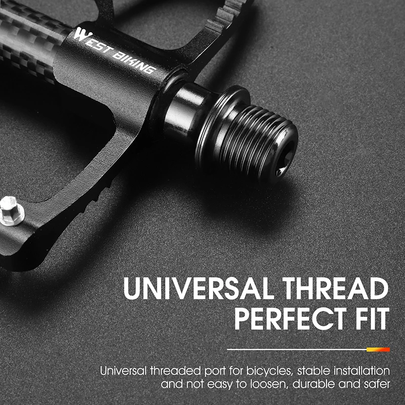 WEST BIKING Carbon Fiber Pedal Road Bicycle Pedal 3 Bearing Aluminum Alloy Anti-skid Mountain Bicycle Pedal Bicycle Accessories