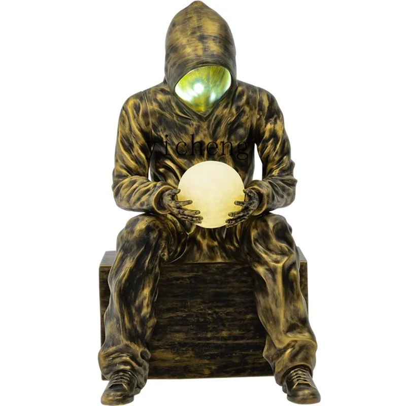 

ZYA Creative Humanoid Art Sculpture Electroplating Sitting Ornament Window Decoration Opening Bar