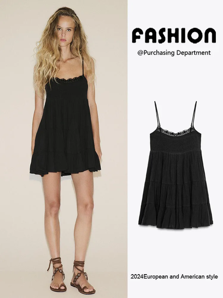 

Faionable Sexy Lace Decorated ort Dr New Arrival Women's Clothing Strapl Gown for Banquet Pure Color Summer 2025