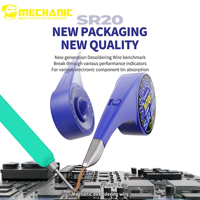 【MECHANIC】 SR20 Desoldering Wire for Mobile Electronic Suction Tin Wire Low Residue Tin Removal PCB Repair Tool Suction Tape