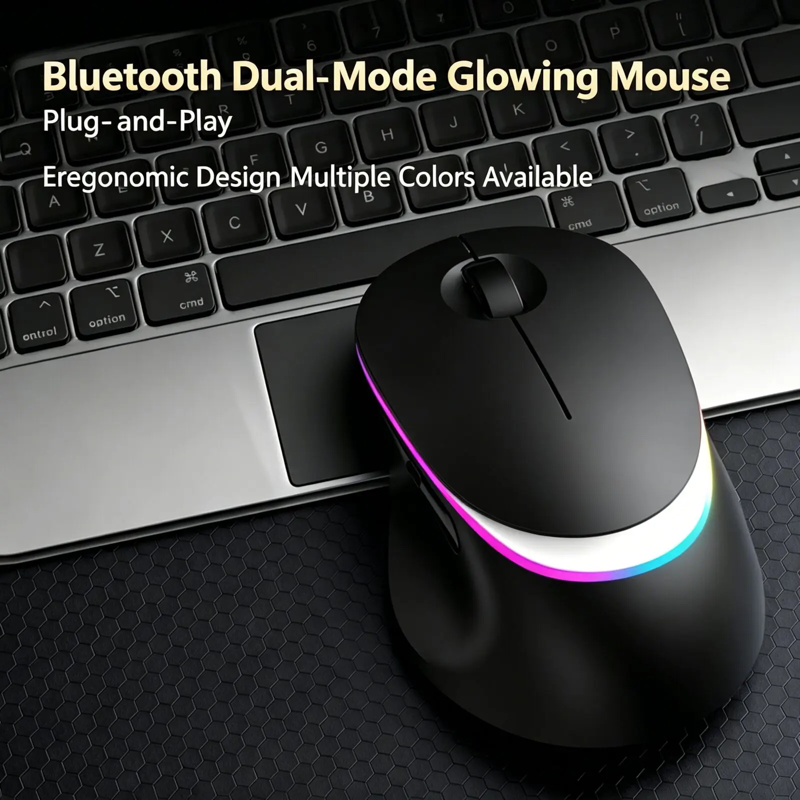 Mouse óptico mini ergonômico recarregável sem fio, modo duplo, bluetooth, dpi 1200, para jogos de escritório, bateria de longa duração, leve