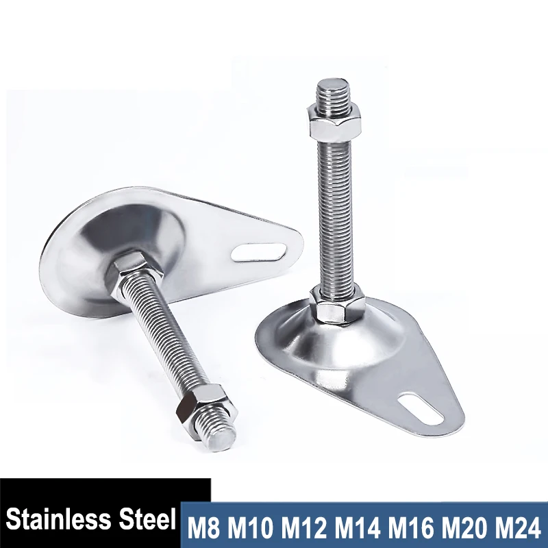 Pieds de nivellement réglables en acier inoxydable - 360 °   Base pivotante avec trou fileté, niveleurs de jambes pour support de tuyaux de meubles robustes