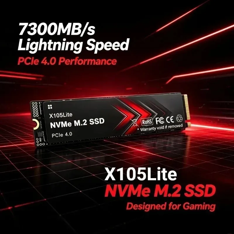 X105Lite 2TB 4TB SSD M.2 NVMe Internal Solid State Drive High Speed 7300MB/s PCIe 4.0 Gaming Drive Works for Laptop PC Hard Disk
