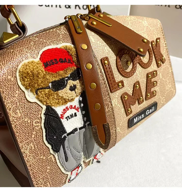 High Quality Textured Leather Pillow Bag Fashion Cute Cartoon Women Handbag Shoulder Messenger Bag Lady Purse Female Casual Bag