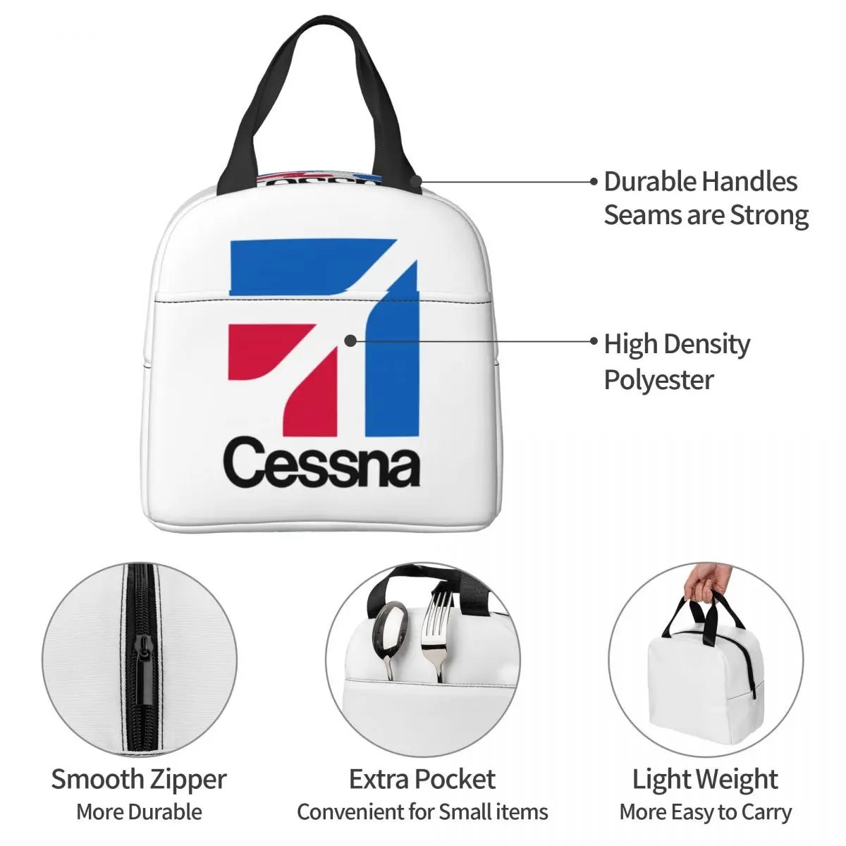 Cessna Logo Lunch pakete isoliert Bento Box tragbare Lunch-Tasche auslaufs ichere Picknick taschen Kühler Thermo tasche für Frau Mädchen Reisen