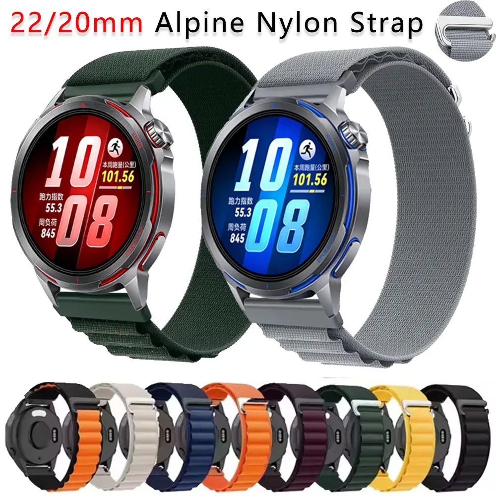 22/20 mm alpines Nylonarmband für Huawei Watch GT Runner 2, bequemes, verstellbares Armband für Huawei Watch 5 GT6-5-4 Pro 46 mm
