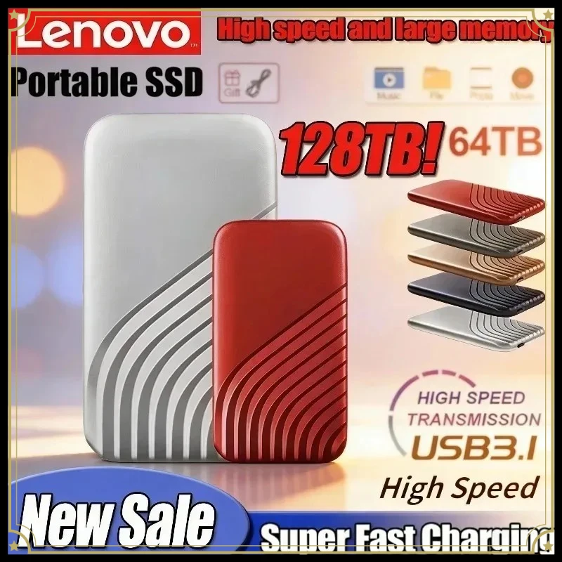 

Внешний SSD-накопитель Lenovo 2 ТБ, 4 ТБ, 8 ТБ, флеш-накопитель Type-C, высокоскоростной USB 3.1, портативный жесткий диск для ноутбука