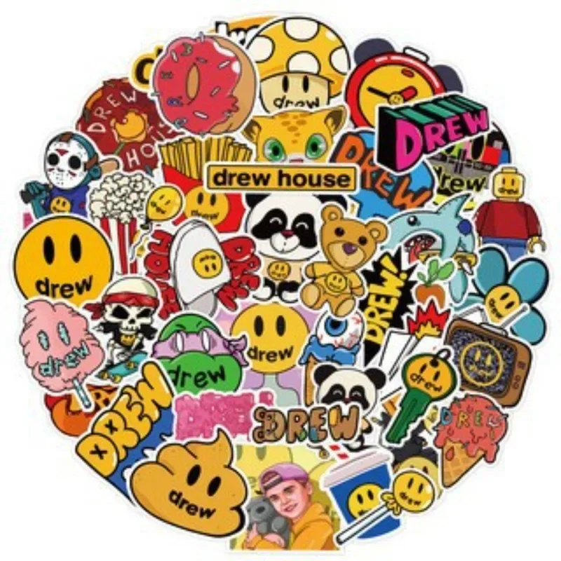 50 шт., наклейки с героями мультфильмов Drewhouse, чемодан, чашка для воды, канцелярские принадлежности, мобильный телефон, автомобиль, скутер, ноутбук, холодильник, декоративные наклейки