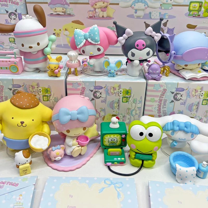 

Sanrio Character Cozy Time Series Blind Box Cute Kuromi Action Figure Figure Mystery Box Cinnamoroll Pachacco Surprise Box Toys