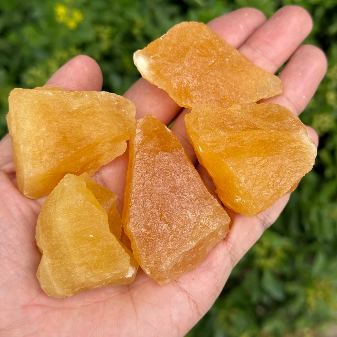 Natural Orange Calcite Geode Rough Stone For Succulent Pot Aquarium Vase Filling Chakra Healing Decor