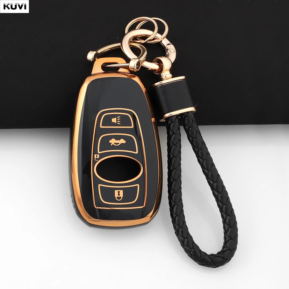 Plating TPU Car Key Cover Case Holder Fob Shell For Subaru WRX XV Crosstrek Legacy BRZ Forester Impreza STi Outback 2015-2019