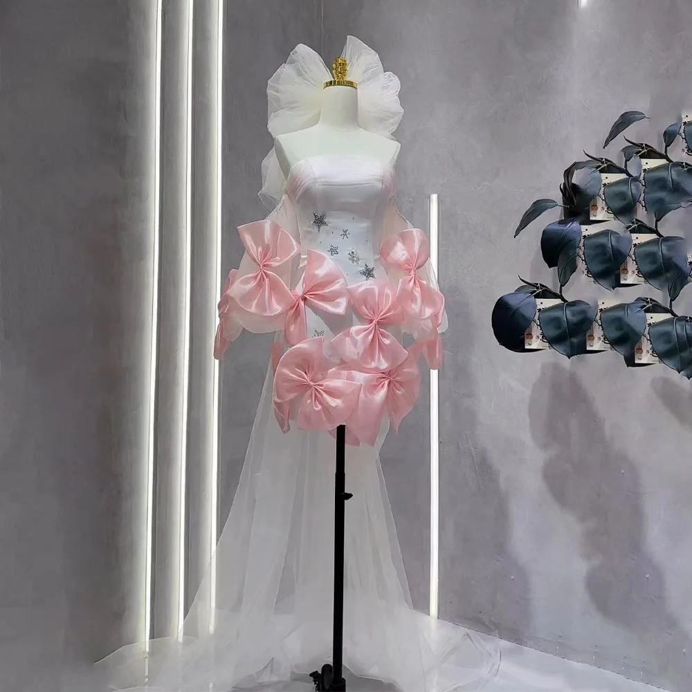 Mini vestido de quinceañera para niñas, vestido de noche de lujo con lazo rosa, hombros descubiertos, estrella brillante, 15, 2024