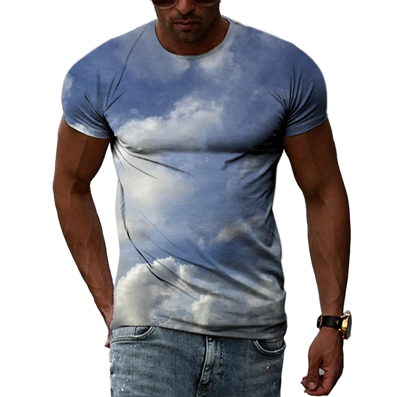 Summer Personality Trend New Men\'s T-shirt Nature Beauty Print Men\'s Street Fashion Harajuku Loose And Comfortable Plus Size Top