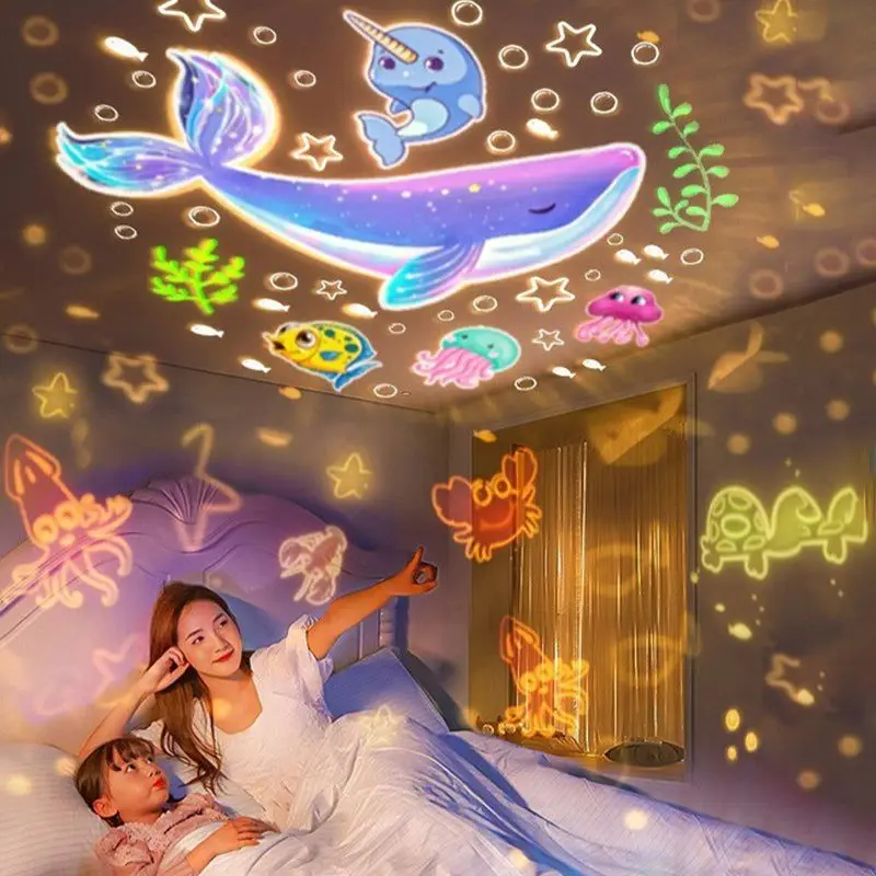 Proyección de luz de estrella de corona, luz nocturna de estrella giratoria, atmósfera de techo para dormitorio, lámpara de noche, proyector, regalo de cumpleaños para niños