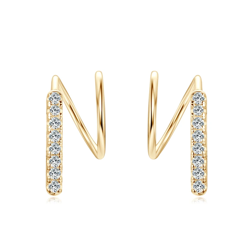 

ANZIW Stylish Bar Spinning Earrings 14k Gold Plated 925 Silver for Women Moissanite Piercing Earrings Jewelry 2024 Trend Gift