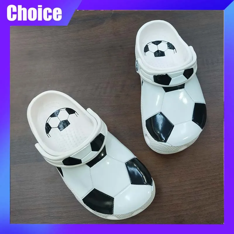 

Kids Slippers Football Series Cartoon Cute Hole Sandals EVA Anime Home Beach Shoes Summer Slippers Trendy Outdoor Shoe Boys Gift
